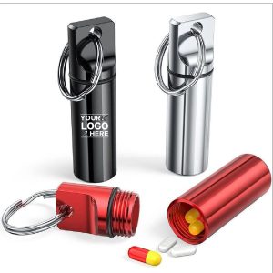 Waterproof Aluminum Pill Container Keychain - Mini Case