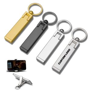 Foldable Phone Stand Keychain - Aluminum Pocket Holder