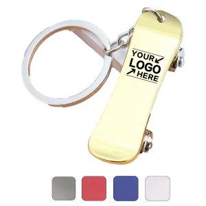 Mini Skateboard Keychain - Gold Metal Novelty Key Ring